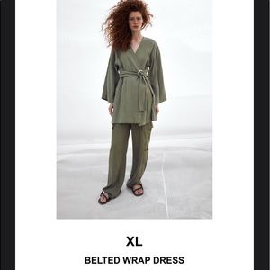 A belted wrap dress.